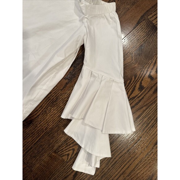 Endless Rose Blouse Womens Medium Tiered Ruffled Sleeve Off the Shoulder‎ White - Picture 5 of 10